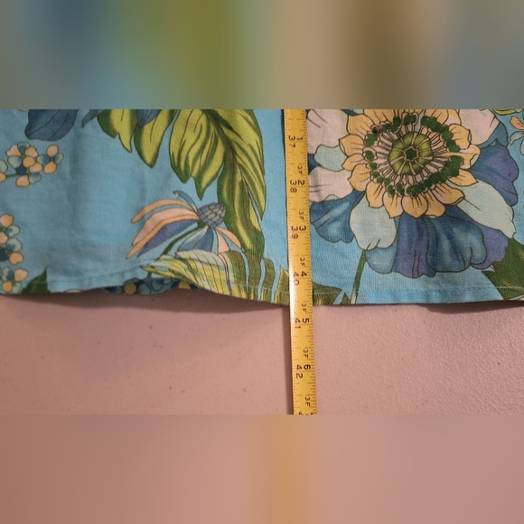 Talbots Petite Linen Tropical Botanical Midi Dress Sleevels Lined Blue Green 16P - Picture 16 of 16